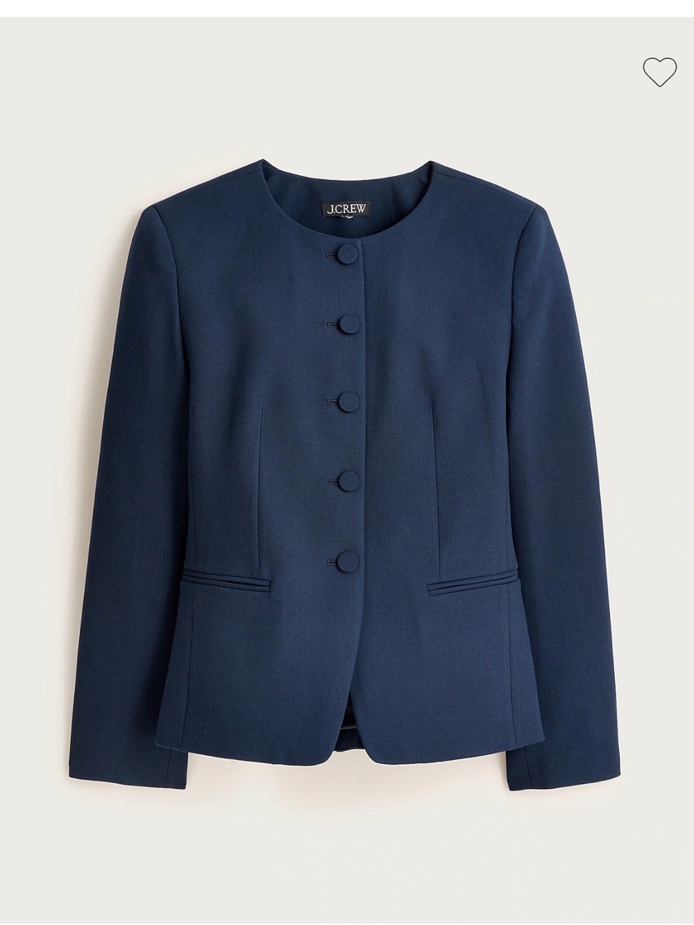 J. Crew Navy Round-Neck Button-Front Blazer